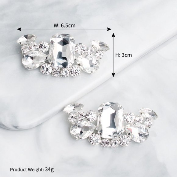 Shoe clips wedding elegant silver tone crystal new - Picture 7 of 7